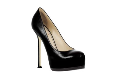 Platform Pump in Black Leather